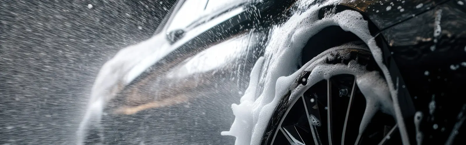 Active foam on a car body during washing