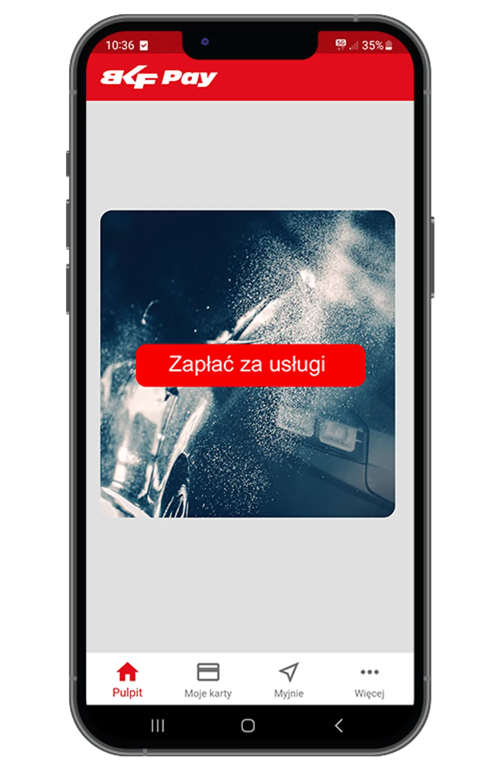BKF Pay and Carwash Manager apps on a phone screen