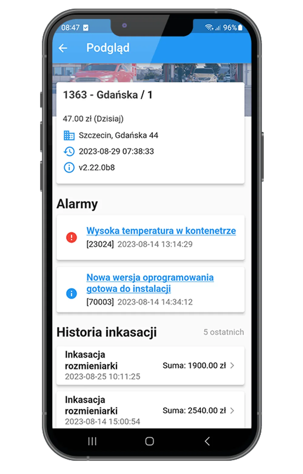 Carwash Manager app on a smartphone screen